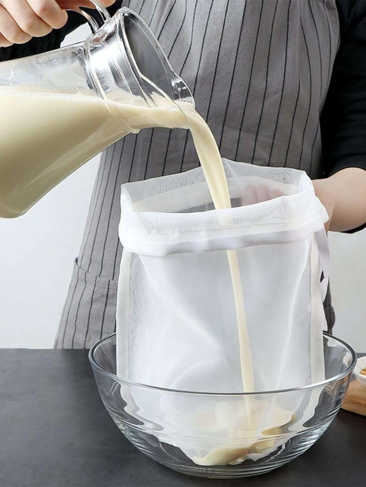 Premium Food Grade (45 * 30CM) Reusable Nut, Soy Milk Filter Bag – Fine Mesh Strainer for Almond Milk, Cold Brew, Juice & Yogurt – Unbleached Nylon Cheesecloth Bag for Kitchen Filtering (45 * 30CM)