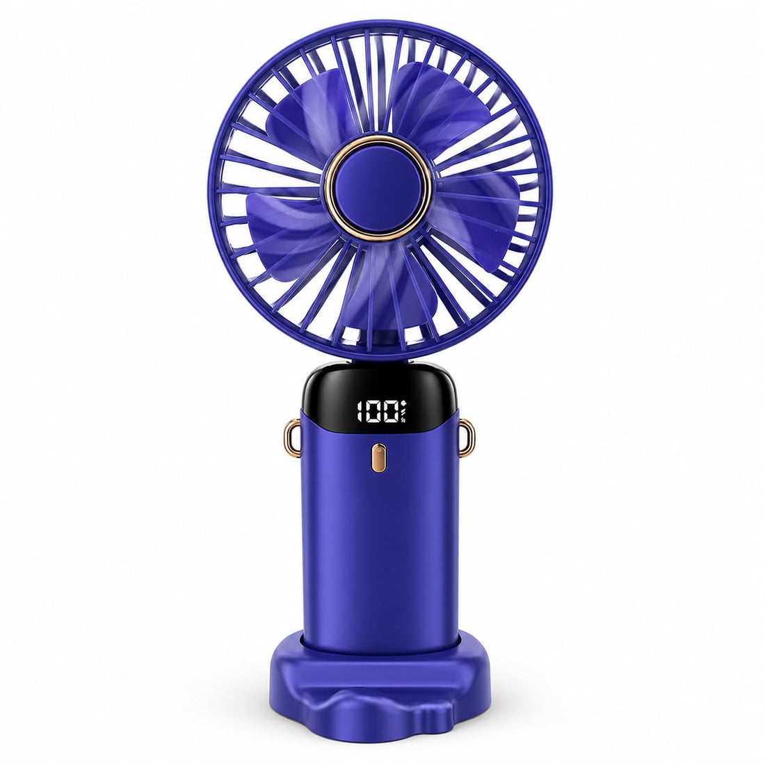 Personal Portable Mini Fan with Digital LED Screen, USB Rechargeable Handheld Fan, 5 Speeds, Foldable 90° Adjustable Cooling Fan with Phone Stand