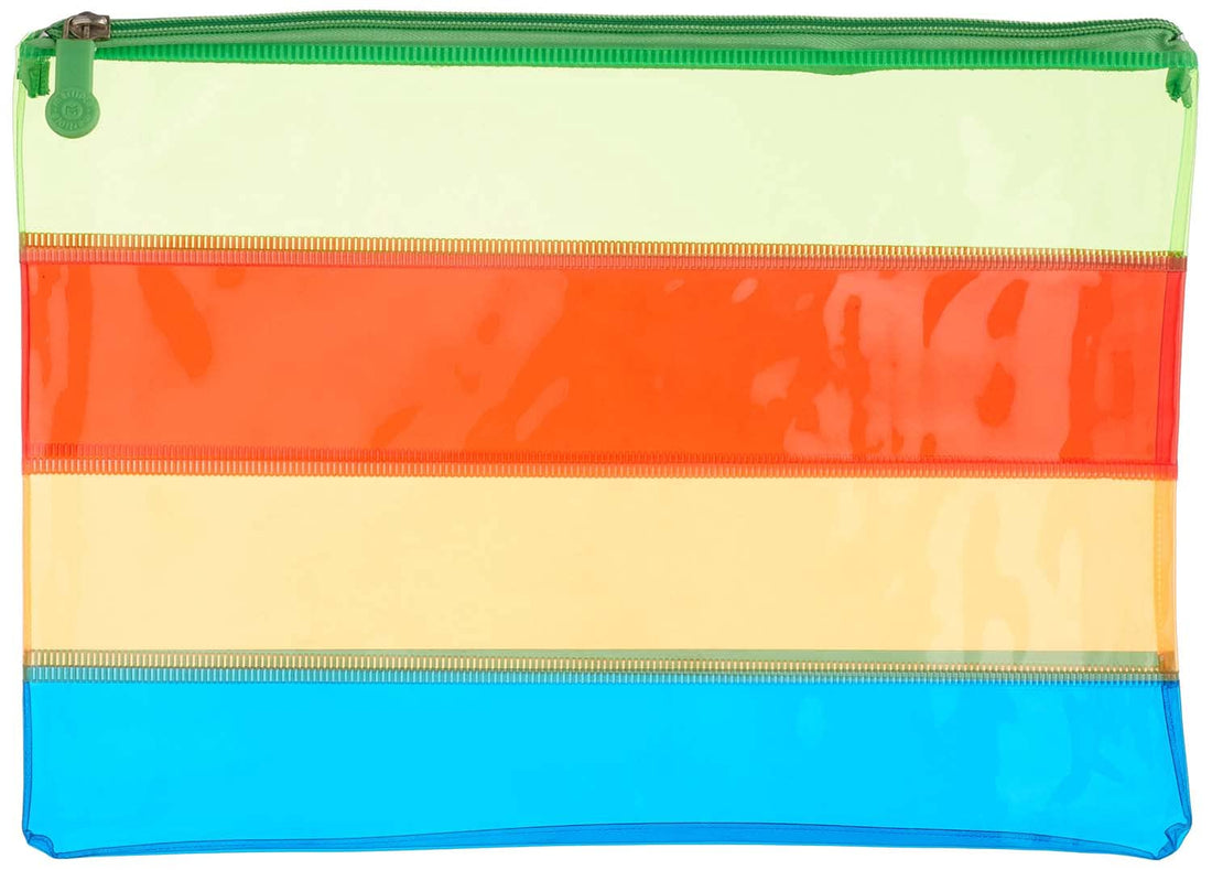 Clear b4 plastic paper folder with zipper - multi color
