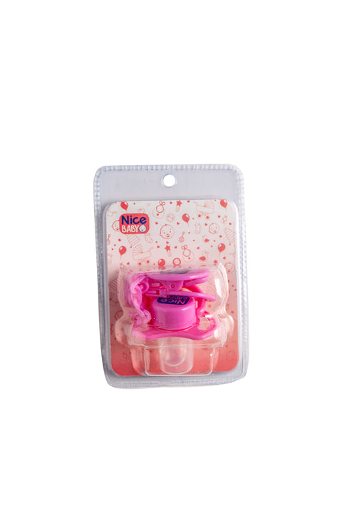 Nice Baby Pacifier Beveled With Chain - Rose