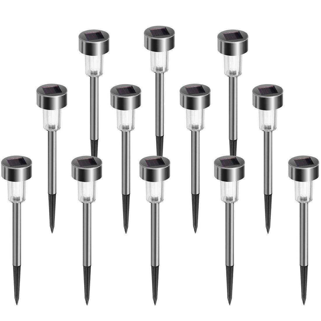 SUNNEST 12 Pack Solar Lights, Solar Powered Disk Lights Outdoor Waterproof Garden Landscape Lighting for Yard Deck Lawn Patio Pathway Walkway
