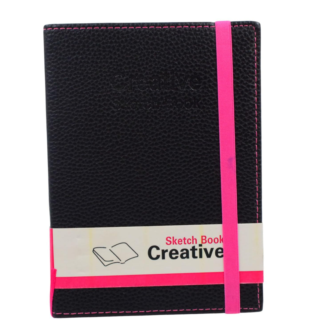 Creative Elastic-Bound Drawing Sketchbook A5, 100 Sheets - Pink Black