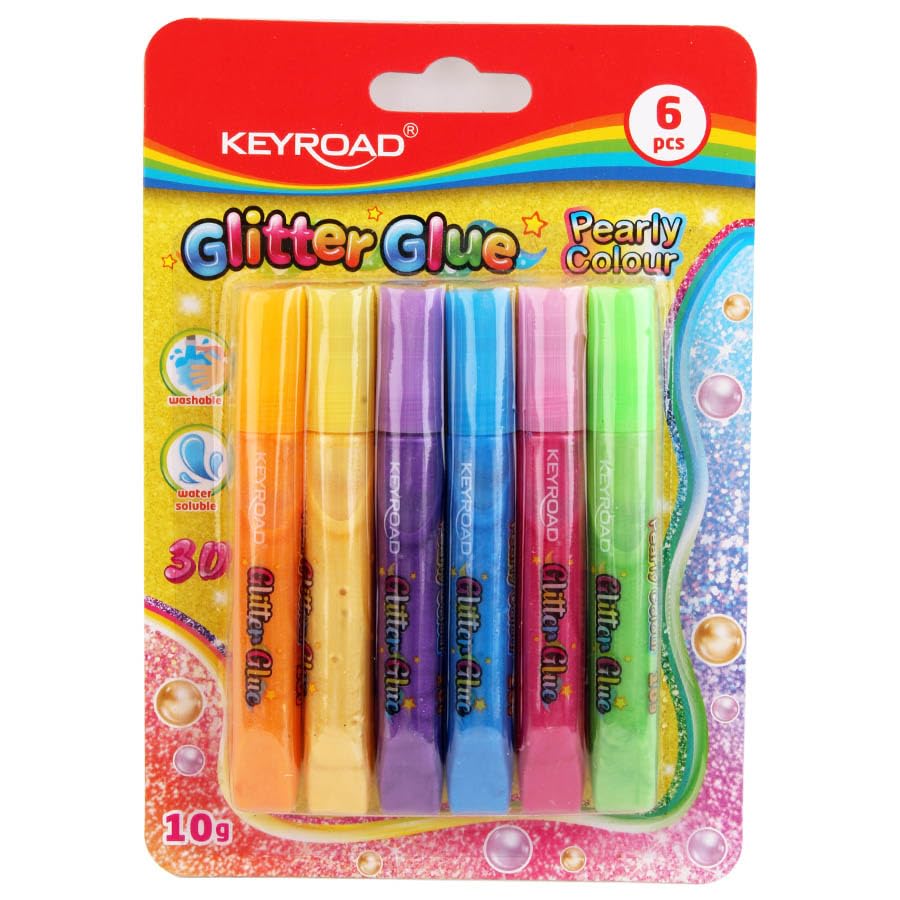 Keyroad Glitter Glue Set Of 6 Pens 10g Multi colors Model KR972798