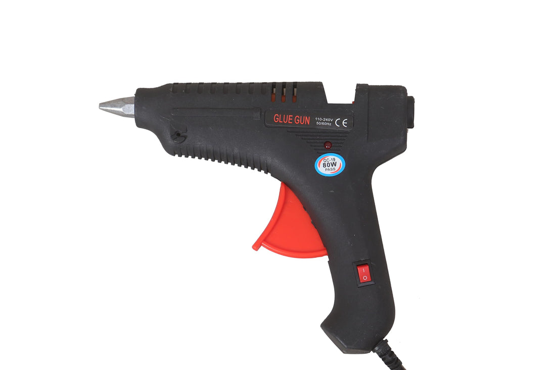 80W Heat Glue Gun, Black & Red, with On/Off Button, for Crafts, Carton, Plastic