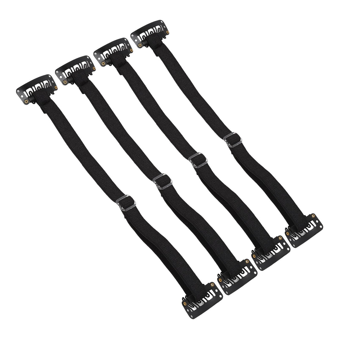 4PCS Face Lifting Band with Hairclip, Reusable Hairpin Facial Lifting Bands Invisible Facelift Patch Straps for Hair, Adjustable Elastic Instant Face Lift Band (Black)