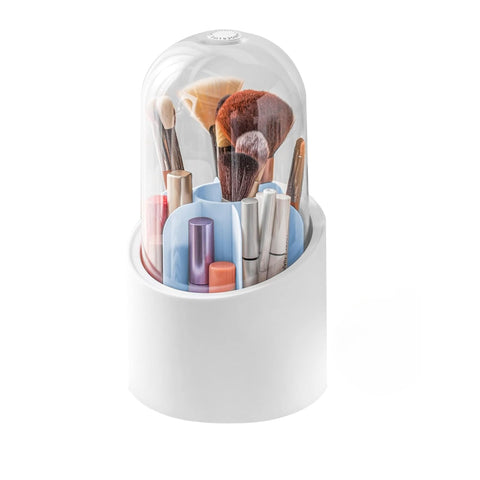 1× 360 Happy home Degree Rotating Makeup Brush Storage Box Multifunctional Desktop Organizer Dustproof Lipstick Eyeshadow Cosmetic Brush Holder for Beauty Storage Multicolor