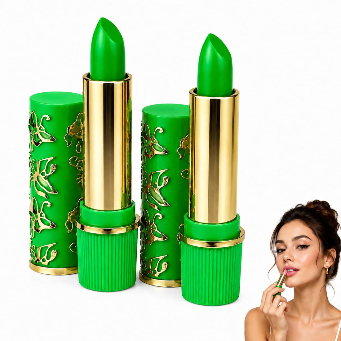 2 Pieces Magic Color-Changing Lipstick – 24-Hour Hydration & Tint – Moisturizing Lip Balm for Natural-Looking Lips.