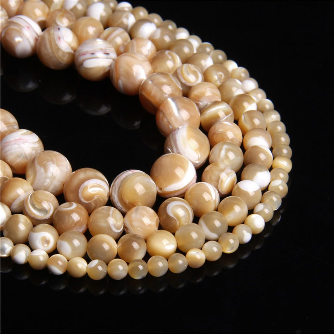HAAMIIQII 60pcs 6mm Natural Brown Mother of Pearl Shell Beads Round Loose Gemstone Beads for Jewelry Making DIY Bracelet Necklace