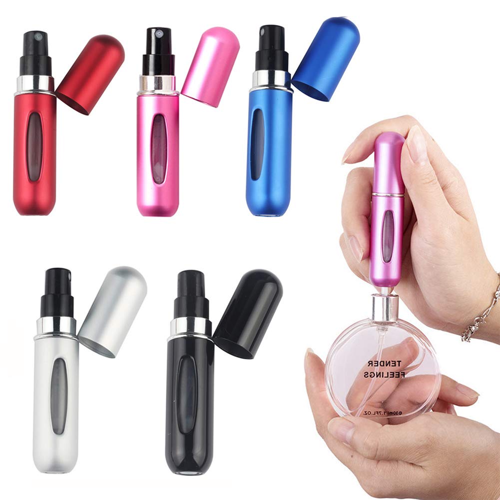 5 PCS Refillable Perfume Atomizer Bottle, Portable Fragrance Atomiser,Mini Empty Scent Pump Case,5ML Refillable Perfume Spray,Travel Perfume Atomiser Bottles