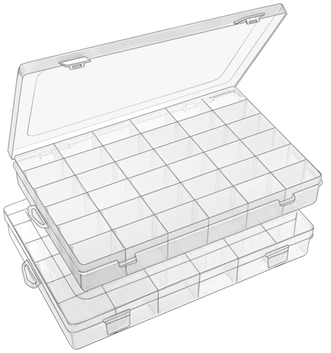 Sooyee 2 Pack 36 Grids Clear Plastic Organizer Box Container Craft Storage with Adjustable Dividers for Beads Organizer Art DIY Crafts Jewelry Fishing Tackles Washi Tapes Threads