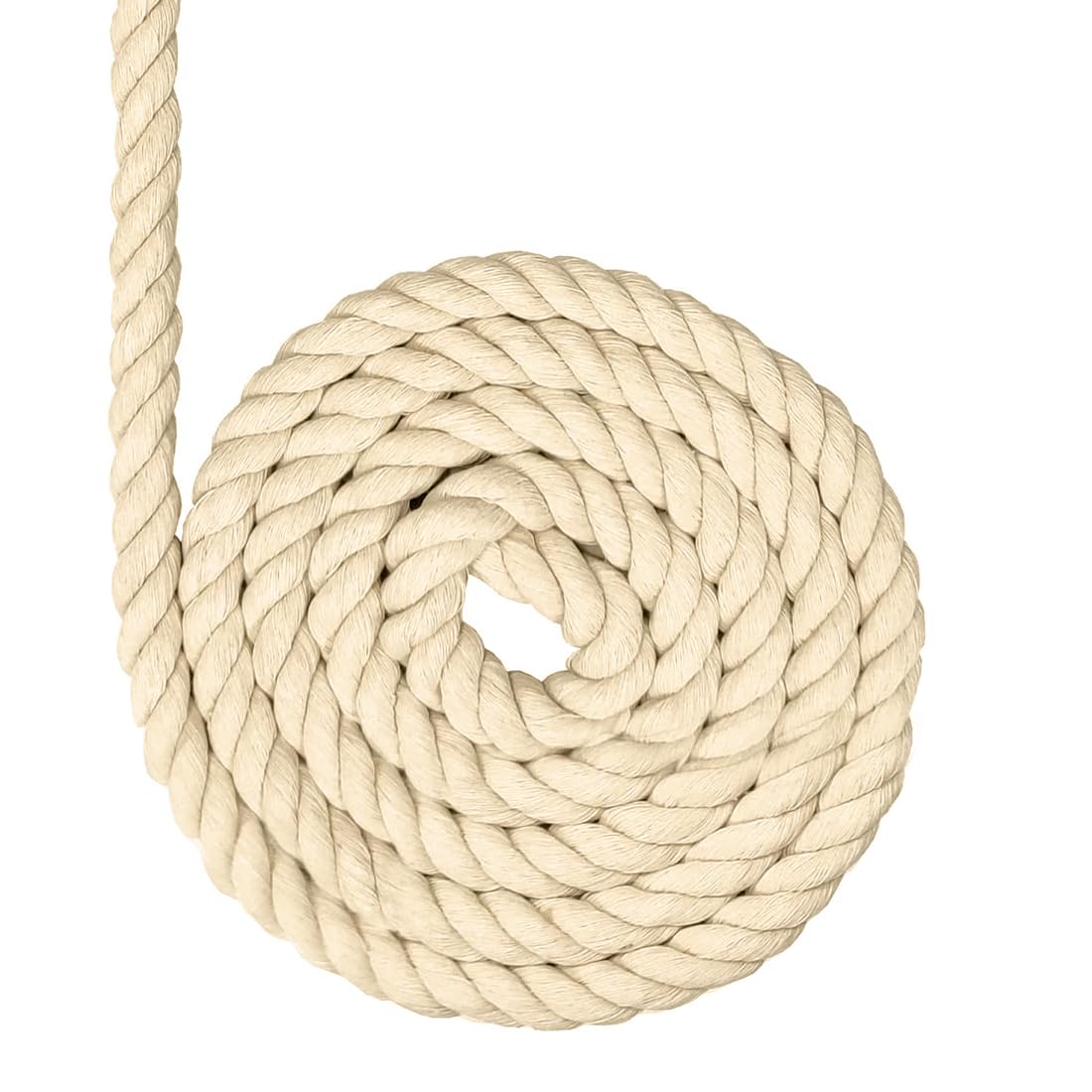 Beige Cotton Yarn, Natural Cotton Yarn, Macrame Braided Cord, Hemp Rope for Knitting Crafts DIY (10mm, 4m)