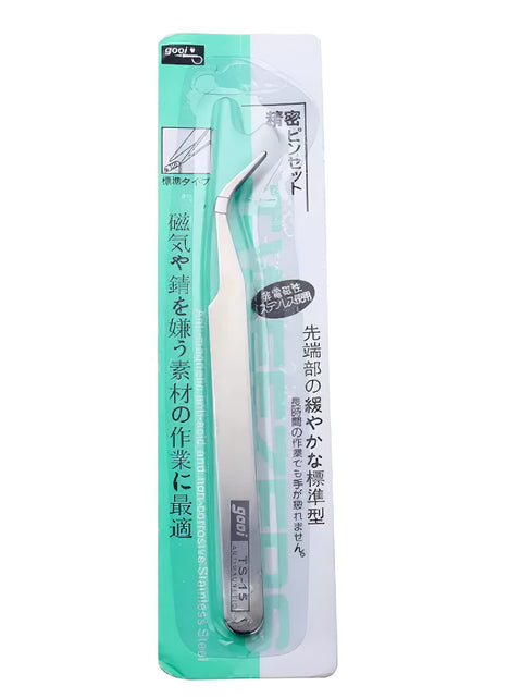 gooi Stainless Steel Anti Magnetic Angled Tweezers - 12cm, Ts -15