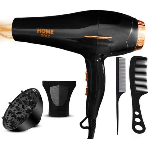 HOME GOLD Hair Dryer 3000W - Superior Drying Performance with Multiple Settings, Ionic Care, and Overheat Protection (HG-699 (Black))