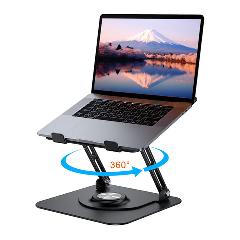 Laptop Stand with 360° Rotating Base, Height-Adjustable Laptop Stand, Ergonomic Notebook Stand, Ventilated Laptop Holder, Compatible with 10-17 Inch MacBook Pro/Air, Dell, Lenovo, Acer, Huawei