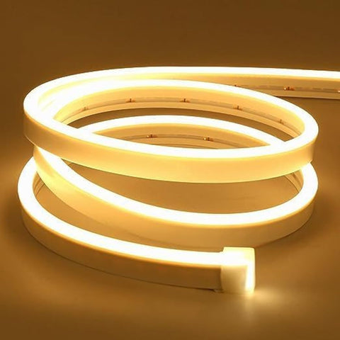 LED Rope Lights, 5m Warm White Neon Light Strip, 12V Flexible LED Strip, Silicone Lights for Kitchen Bedroom Indoor Outdoor Decoration, Adapter 12V 2A