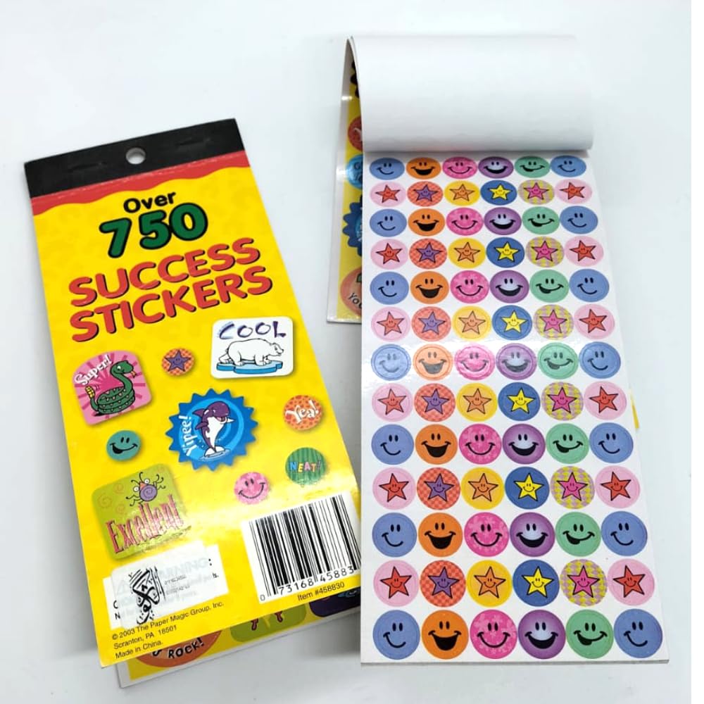 750 Motivational Stars & Smiley Face Notebook Stickers - 750 Units