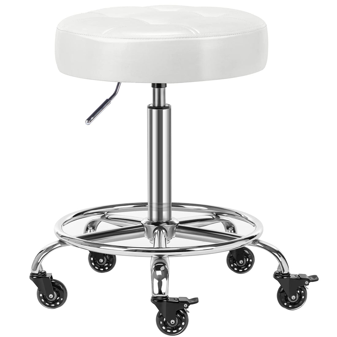 Lockable Rolling Stool Adjustable Swivel Stool with Noiseless Rubber Wheels and Foot Rest for Kitchen Medical Esthetician Studio