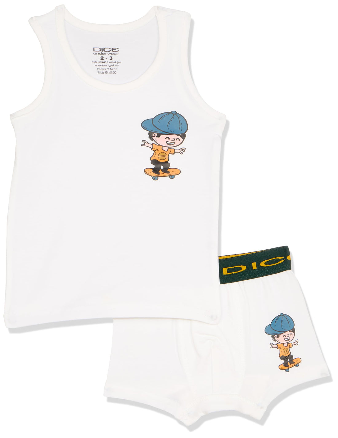 Dice Boys Tank Top with different prints and Boxer Shorts,White 6-7 Years