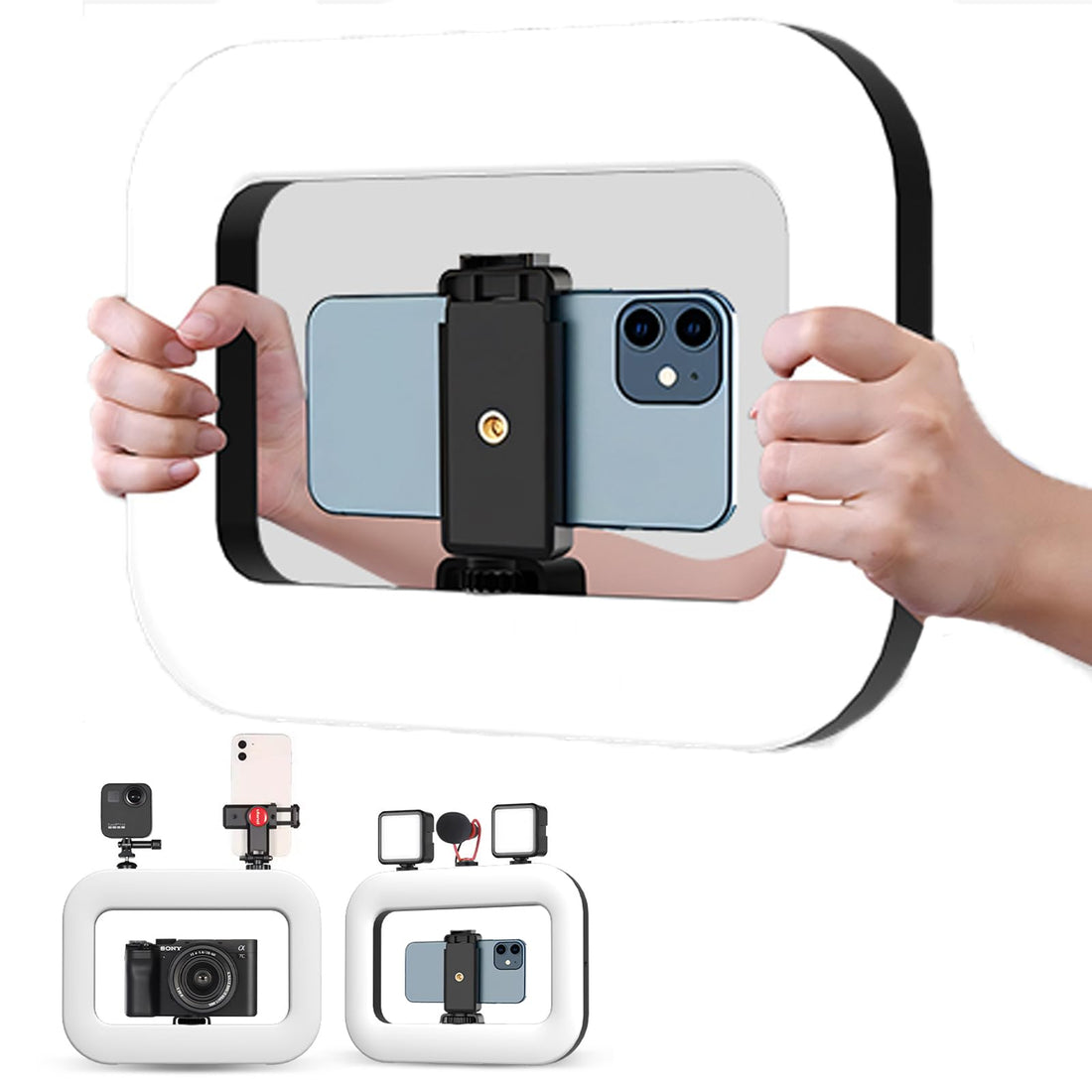 Selfie Ring Light, Handheld Ring Selfie Light Kit, USB-Powered Portable Ring Light, LED Mobile Video Stabilize for Camera, Smartphone, YouTube, TikTok Video Recording, Makeup (YM200)