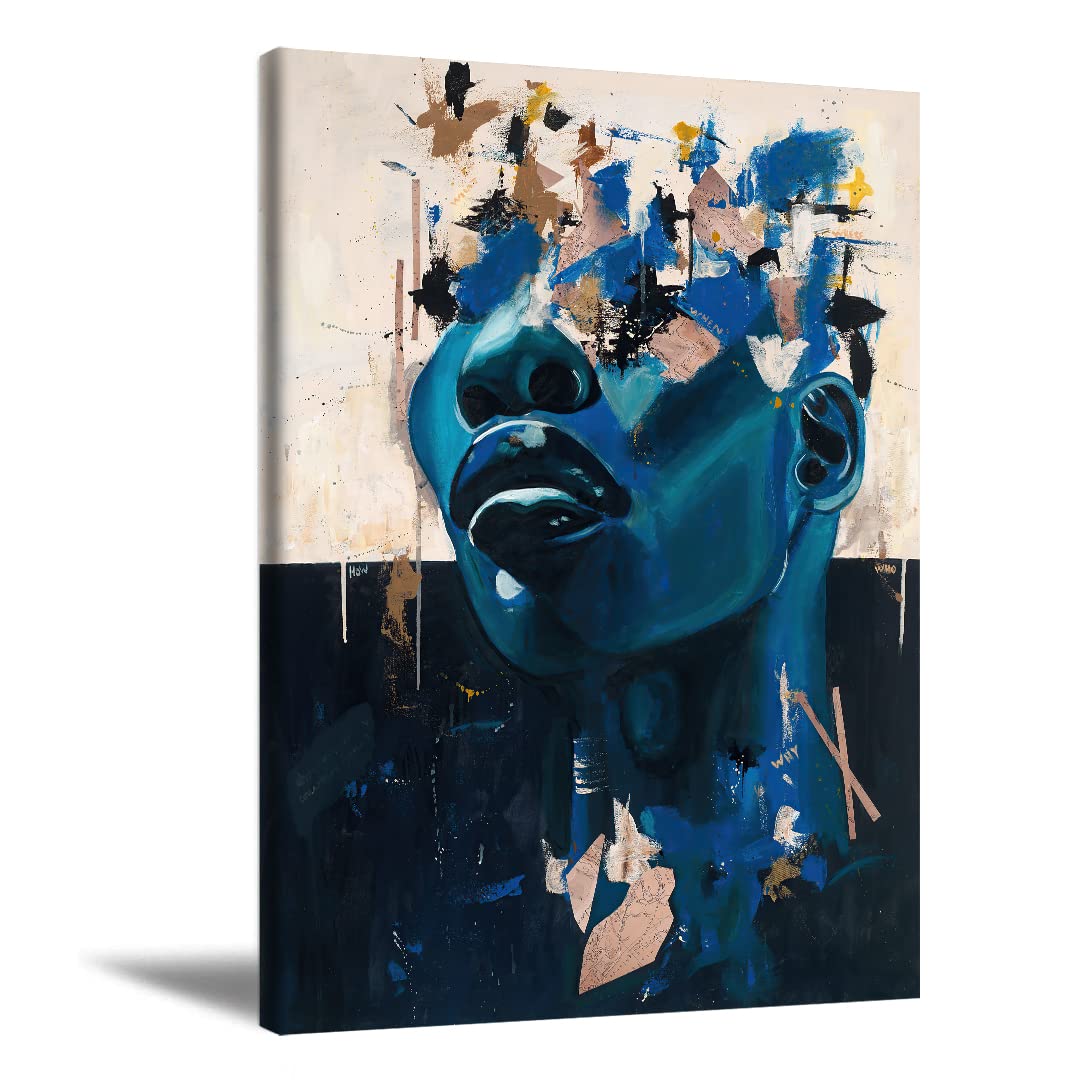 Black Women Wall Art African American Women unFramed Canvas Wall Art Black Queen Poster Abstract Modern unFramed Canvas Prints Painting Home Decor For Bedroom LivingRoom 16X24 inch Frameless
