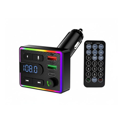 Car Charger Bluetooth FM Radiator, with PD and QC 3.0 Ports with Dual USB Type C, RGB Lighting, Digital Display, Hands-Free Calls