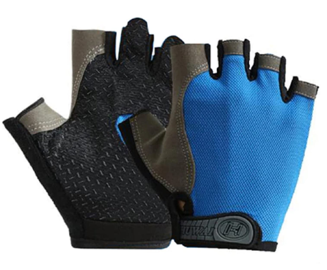 Zacharias Unisex Half-Finger Gloves Men's Cycling Fitness Tactics Outdoor Sports Sunscreen Non-Slip Breathable Thin Fingerless Glove bg-03 (Blue)