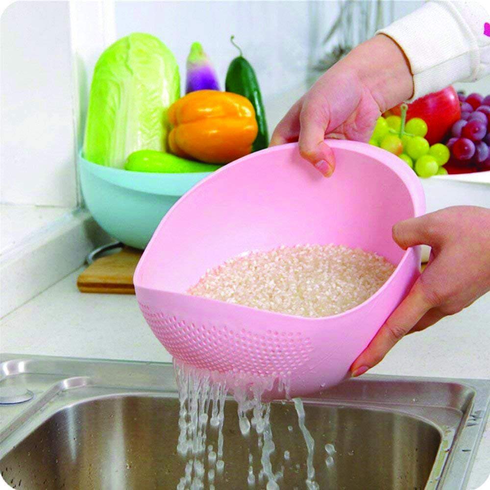 108 Kitchen Plastic Big Rice Bowl Strainer Perfect Size for Storing and Straining