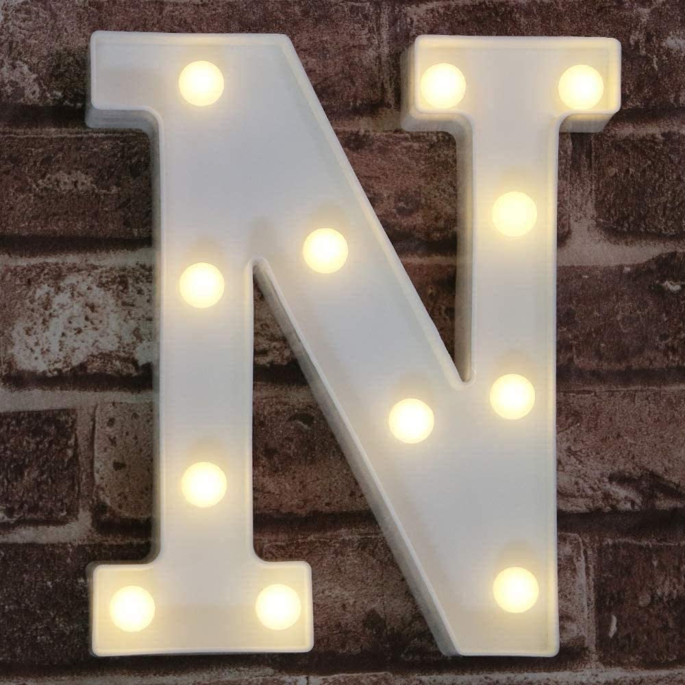 LED Marquee Letter Lights Sign, Light Up Alphabet Letter for Home Party Wedding Decoration (N)