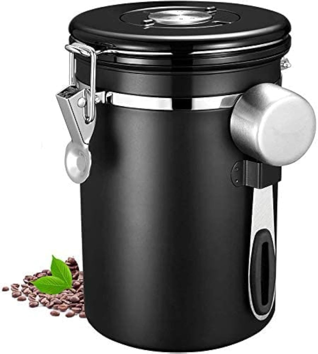 ALMEKAQUZ Modern Minimalist Coffee Canister, Airtight Stainless Steel Coffee Bean Storage Container with Scoop, for Beans, Grounds, Sugar, Flour, Tea, Cereal