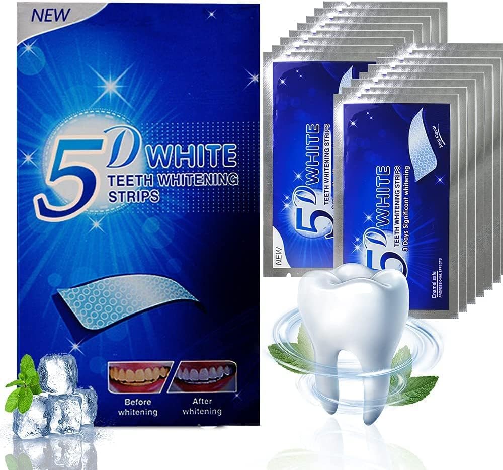 Teeth Whitening Strips Oral Health Care Teeth Whitening Strips 5D Teeth Whitening Strips Effective No Harmful Substances Suitable for Home Use 5D Teeth Whitening Gel Strips for Teeth Veneer