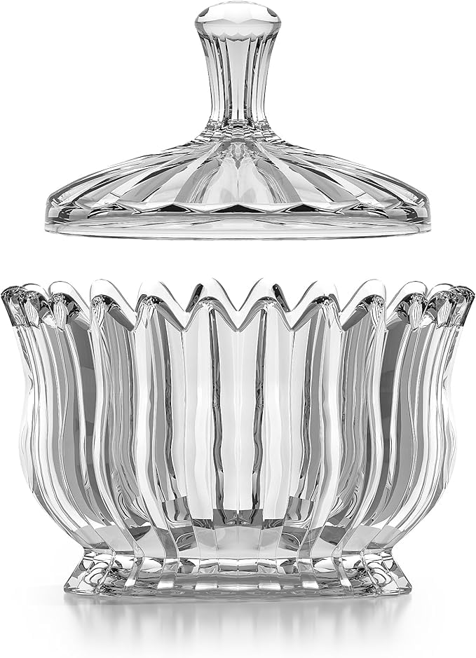 Volora Clear Glass Sugar With Lid Flower Shape 7 * 7cm