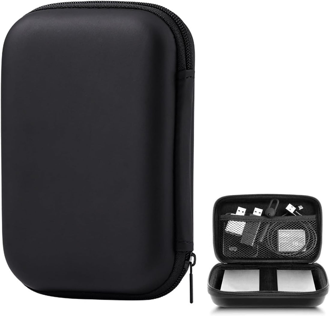 Electronic Accessories Organizer & Hard Shockproof Storage Case - Ideal for Chargers, External Hard Drives, Cables, Speakers, Small Power Banks - Portable for Travel and Business - Black
