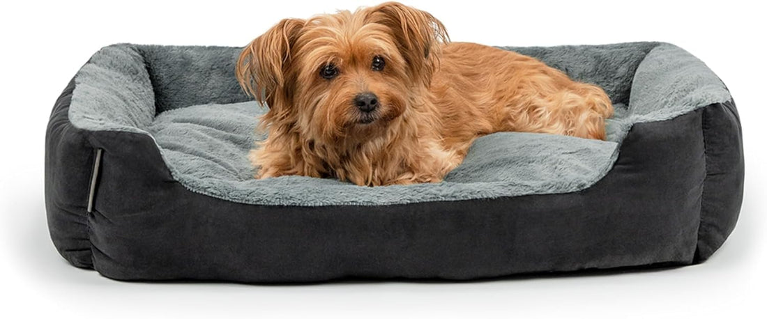 lionto dibea Dog Bed with Reversible Cushion, (L) 75 x 60 cm, Grey/Black