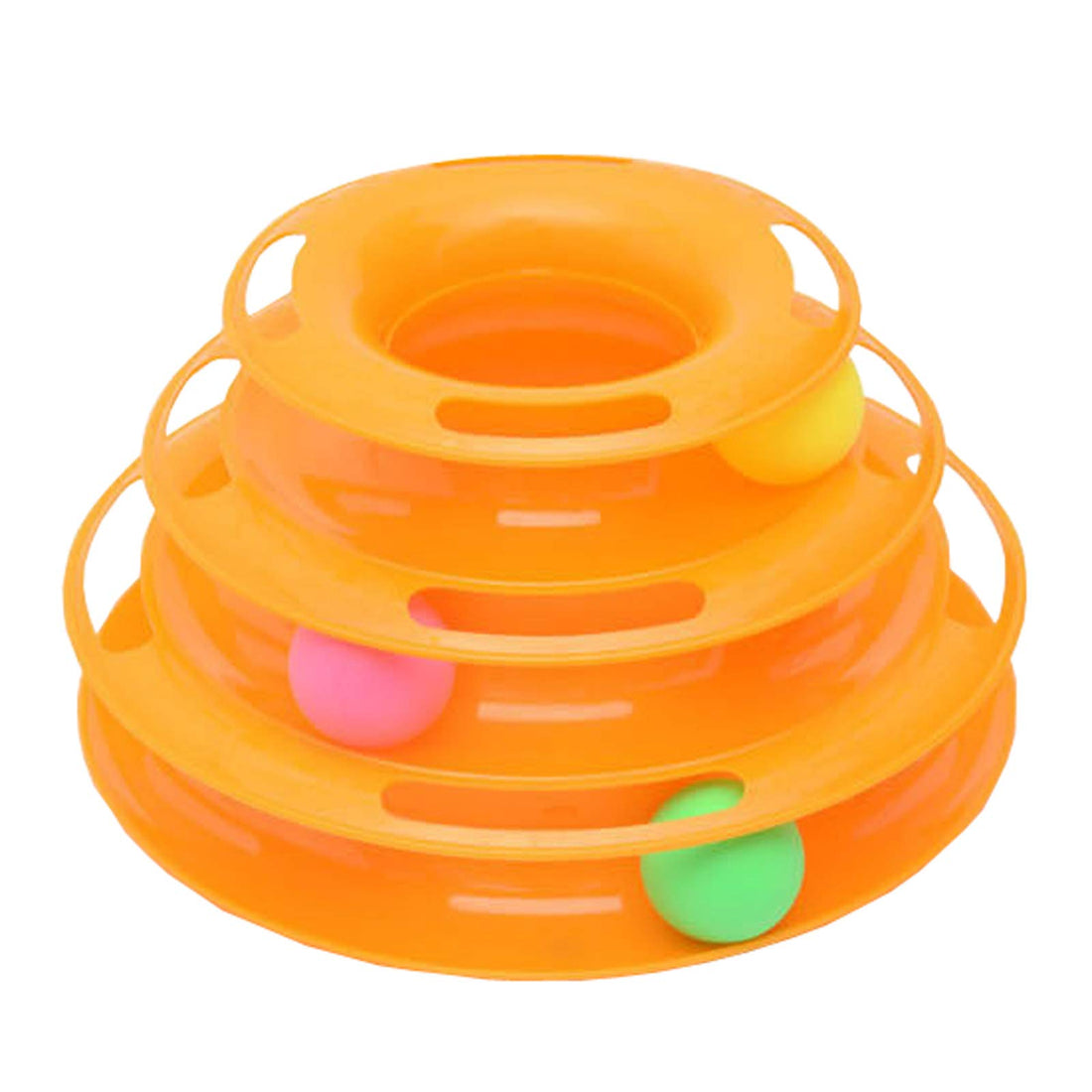 Fun Levels of Interactive Play Circle Track with Moving Balls Cat Tracks Toy (Orange)
