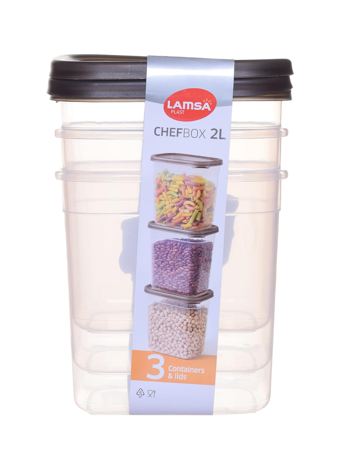 Plastic Food Storage Container Set Of 3 Pieces 2 Liter - Multiple colors