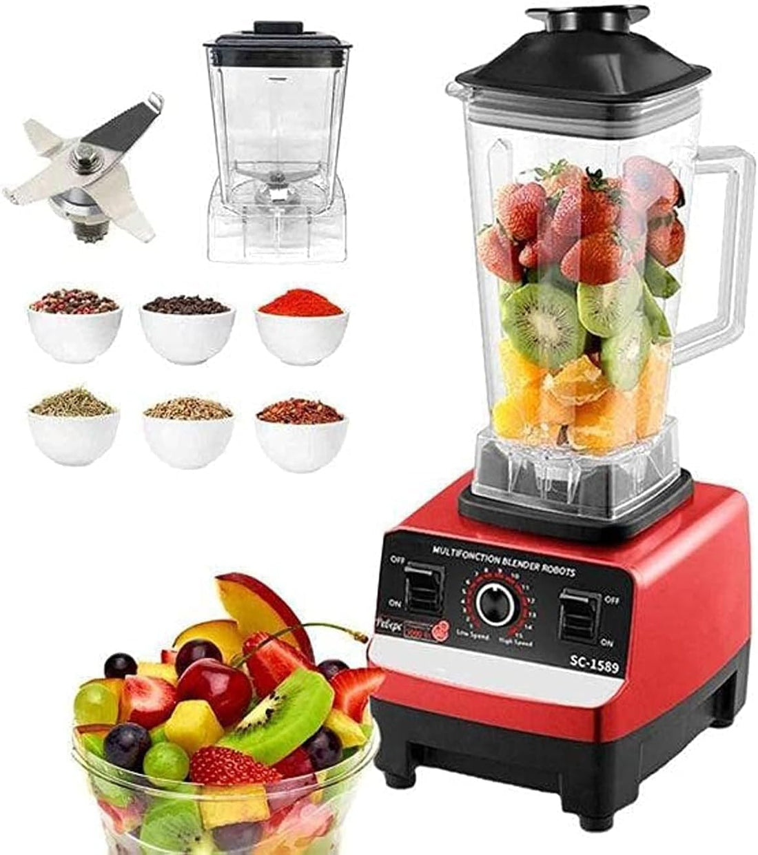 Magico Home MF-7000 Multifunctional Mixer Robot – 7000 W, 15-Speed Stand Mixer with 2 L Bowl & 8-Tooth Stainless-Steel “Kibbh” & “Weapon” Blades, Multicolor