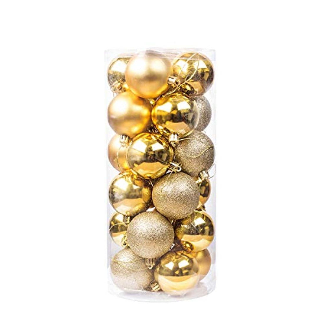 Wonka Christmas Tree Ornaments Balls Hanger Decorations Xmas Ball Decor For Festival Wedding Party 24pc 6cm -Gold