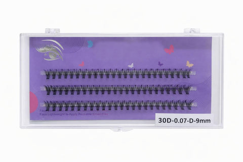 Natural Short Lash Clusters 60pcs, Individual Eyelash Extensions 9mm 30D Curl, Soft Dense Cluster Lashes with Thin Band for Defined Yet Natural Look