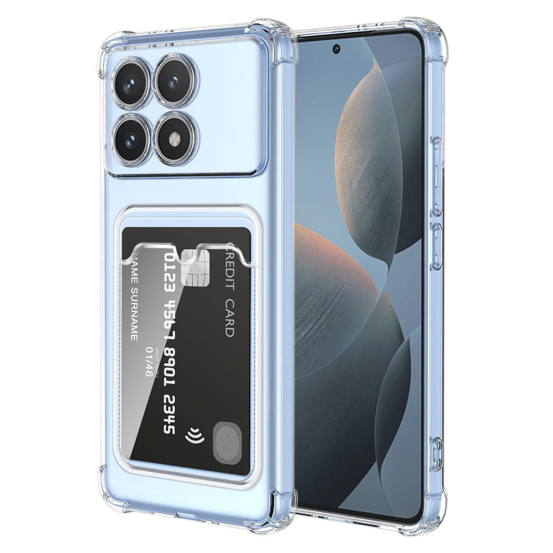 Dl3 Mobilak Xiaomi Poco X6 Pro 5G / Redmi K70E 5G Case Clear Card Holder Back Wallet Crystal Transparent Soft TPU Shockproof Bumper Corner Drop Protection Phone Case Cover With Camera Lens Protection