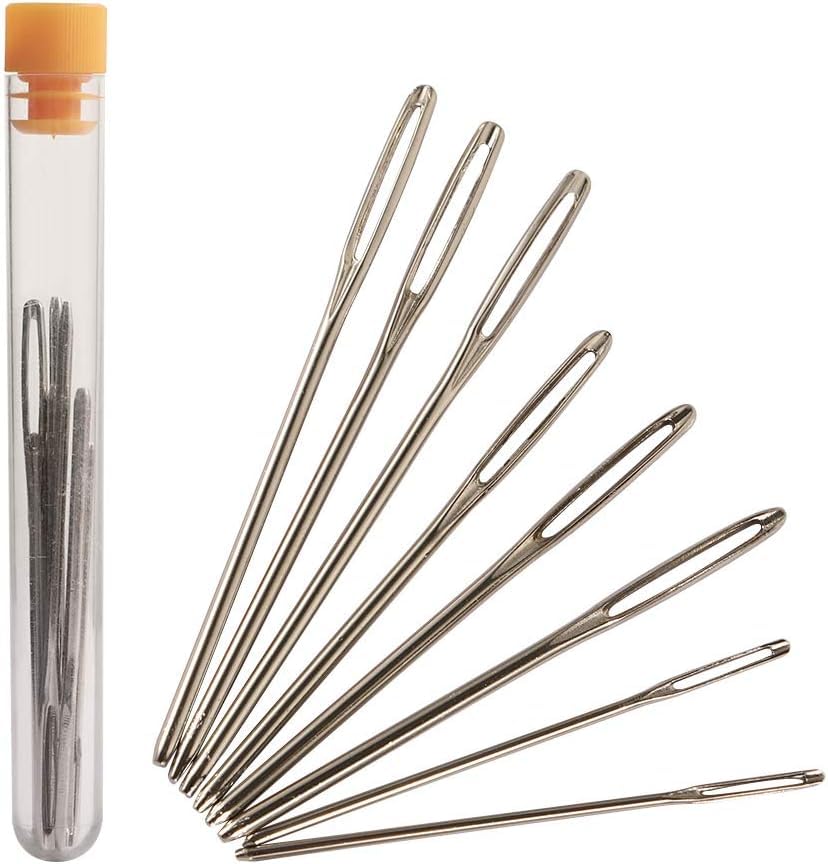 JAZZEEL Large-Eye Metal Needle Set, Heavy-Duty Stainless Steel Needles for Embroidery, Darning, Leather Craft, Stitching, and All Your Sewing Accessories - 9-Piece