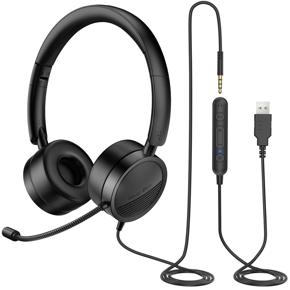 New bee PC Headset Wired Microphone USB/3.5 mm Headset Professional Comfortable Gaming Headset for PC/Mac, Smartphone, Tablet, Skype, Office PC/PS3/PS4