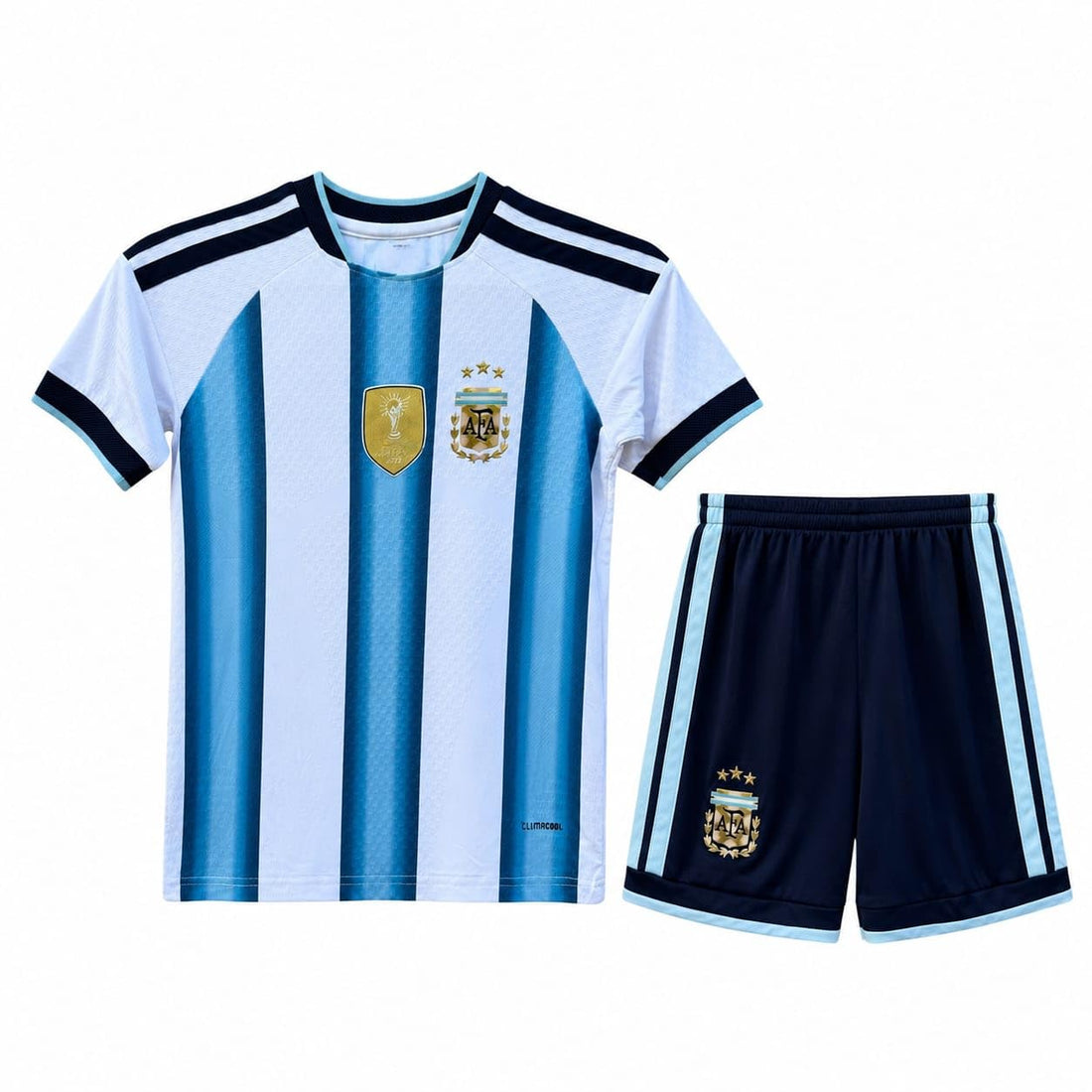 World Championship 2026 Argentina Boys Soccer Set - White x Sky - T-Shirt + Shorts - High Quality