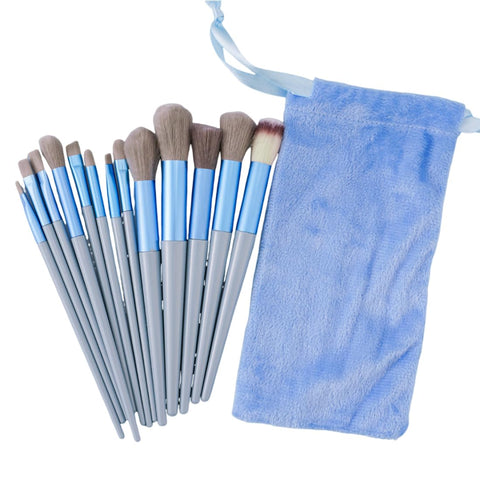 Make Up Brush Set, 1 Set of 13 Professional Make-Up Brush Set, Makeup Brush Set with Eyeshadow Brush, Eye Brush, Brush Set Makeup, for Women and Girls, Blue
