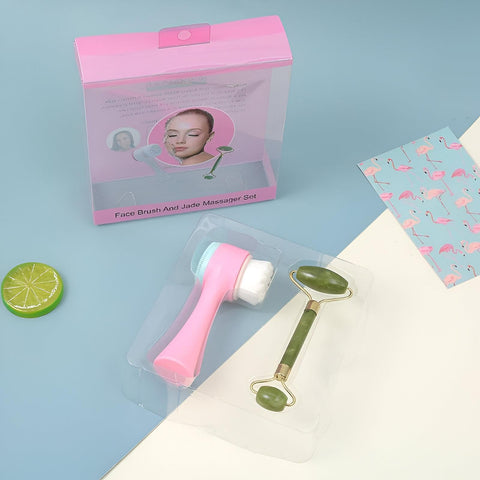 Jade Roller - The Perfect 2 in 1 Facial Cleansing Device to Promote Blood Circulation, Improve Skin Elasticity, Shrink Pores, Reduce Dark Circles and Puffiness, Achieve Smooth and Supple Skin