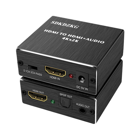 4K x 2K HDMI Audio Extractor Splitter,HDMI to HDMI Audio and Optical TOSLINK SPDIF Audio Converter Adapter with 3.5mm Stereo Audio Splitter Adapter,Black