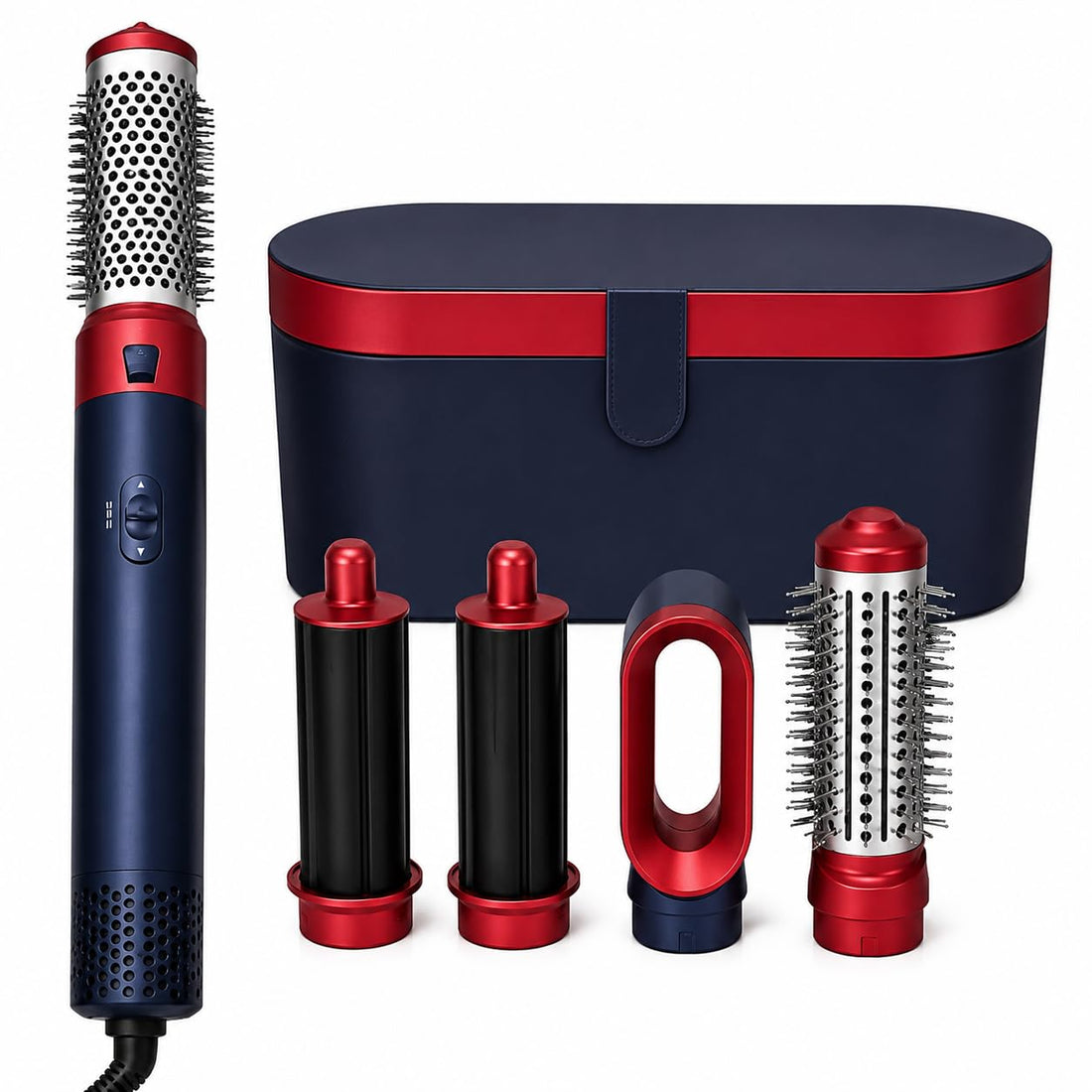 Hot Air Brush 5 in 1 Hair Dryer Brush, Hair Styler and Volumizer with Multi Attachments for Drying, Curling, Smoothing and Everyday Styling (Blue)