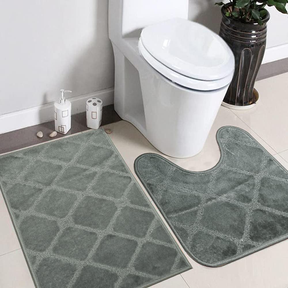 Mac Carpet Marilyn Bath Mats 3 Pcs Set - (2) 44X71 - (1) 55X50 - Grey