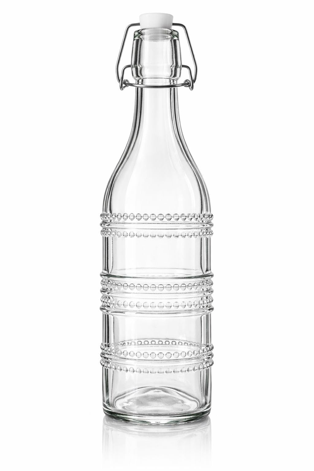 Glass Water Bottle with Swing Top Lid, For Fridge 1 Liter, Transparent (Shape 10)