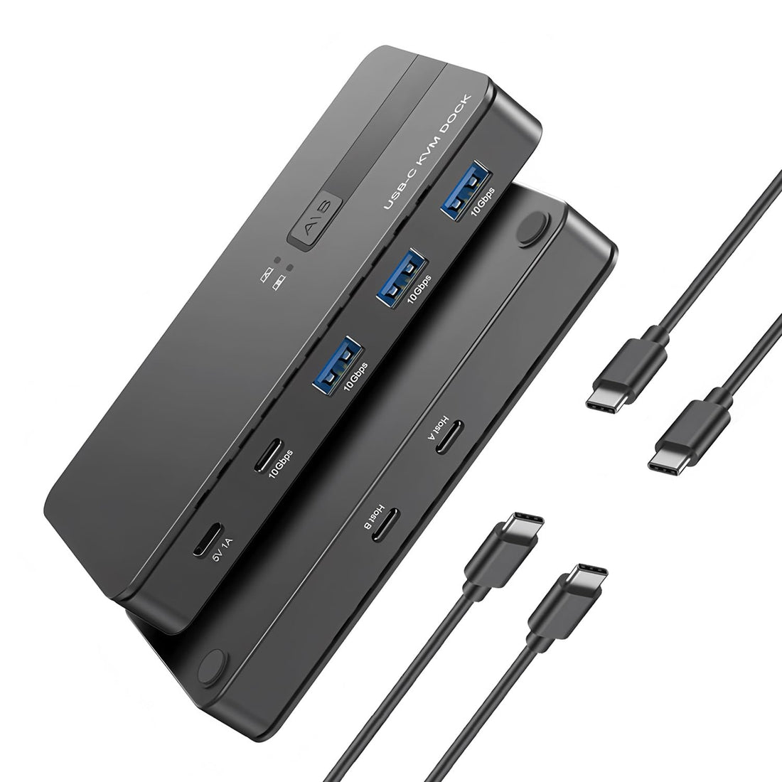 USB C Switch 2 Computers Share USB A &ＣDevices, 10 Gbps USB 3.2 Switch hub Selector for PC Laptop Keyboard Mouse Printer Scanner One Key Switch Compatible with Windows, Mac, Linux