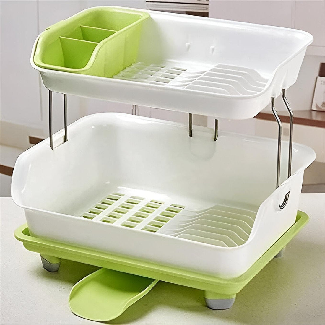 Kitchen Dish Rack - Multifunctional Large Capacity Double-Layer Drying Organizer with Pp Plastic Construction and Drain Tray for Daily Use (Option 1)